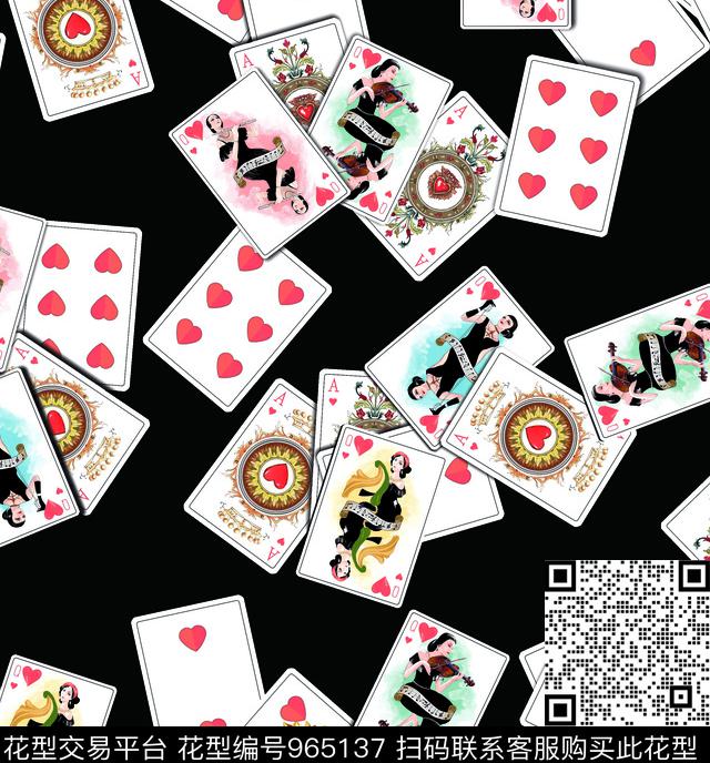 数码华亿平台手绘花卉扑克数码印花华亿平台下载（图片编号: 965137） - 瓦栏（Walan）