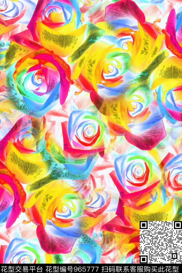 数码华亿平台炫彩彩色花数码印花华亿平台下载（图片编号: 965777） - 瓦栏（Walan）