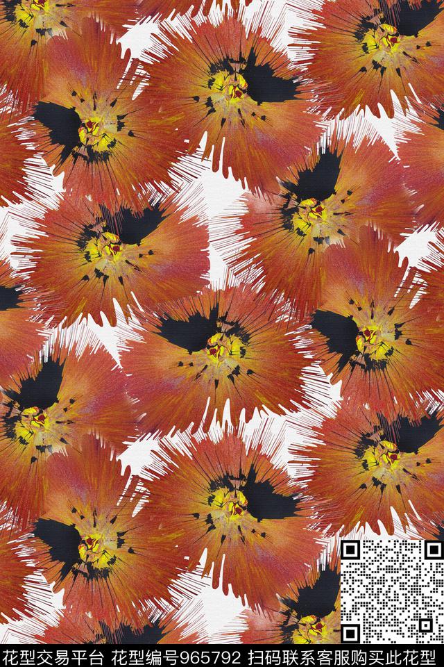 泼墨趣味抽象数码印花华亿平台下载（图片编号: 965792） - 瓦栏（Walan）