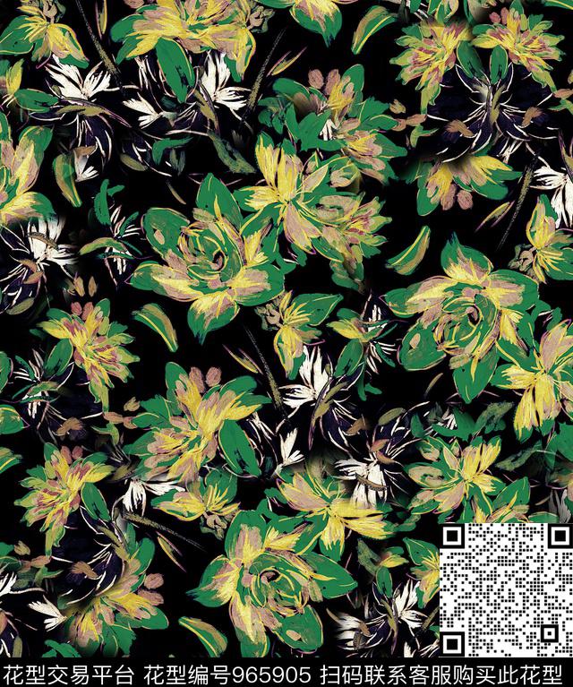 花卉油画华亿平台小碎花数码印花华亿平台下载（图片编号: 965905） - 瓦栏（Walan）
