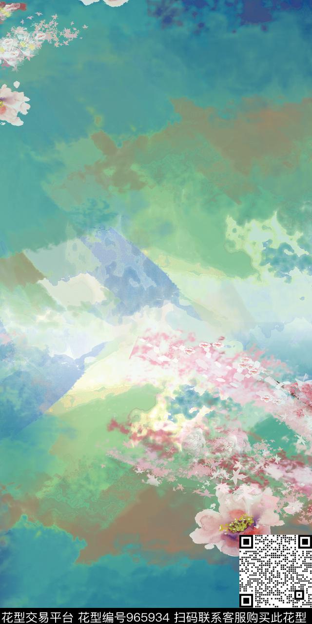 趣味抽象花卉数码印花华亿平台下载（图片编号: 965934） - 瓦栏（Walan）