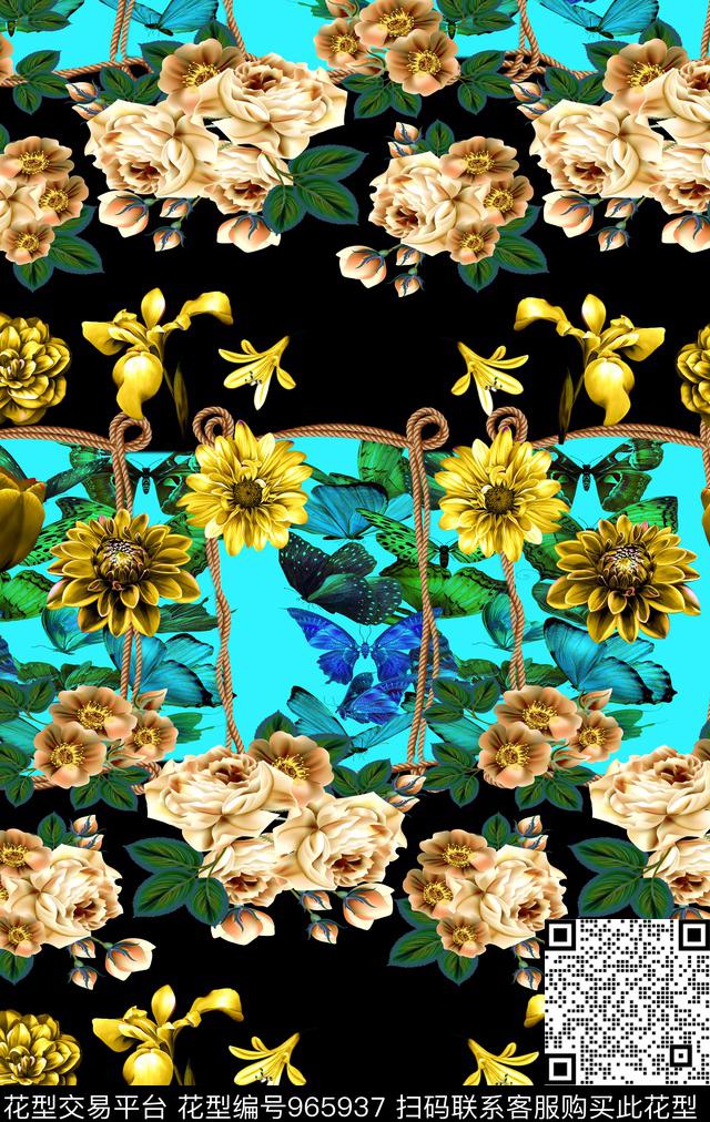 花卉女装蝴蝶数码印花华亿平台下载（图片编号: 965937） - 瓦栏（Walan）