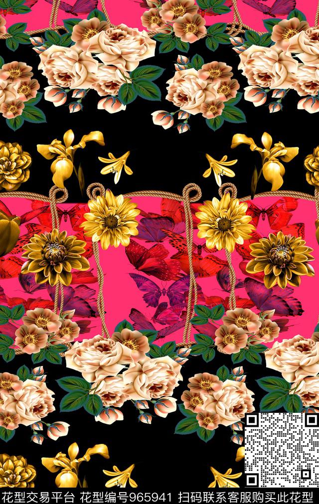 花卉女装蝴蝶数码印花华亿平台下载（图片编号: 965941） - 瓦栏（Walan）