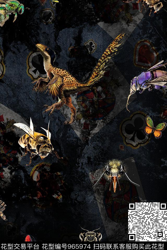 男装蜜蜂大牌风数码印花华亿平台下载（图片编号: 965974） - 瓦栏（Walan）