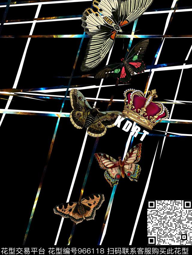 几何蝴蝶潮牌数码印花华亿平台下载（图片编号: 966118） - 瓦栏（Walan）