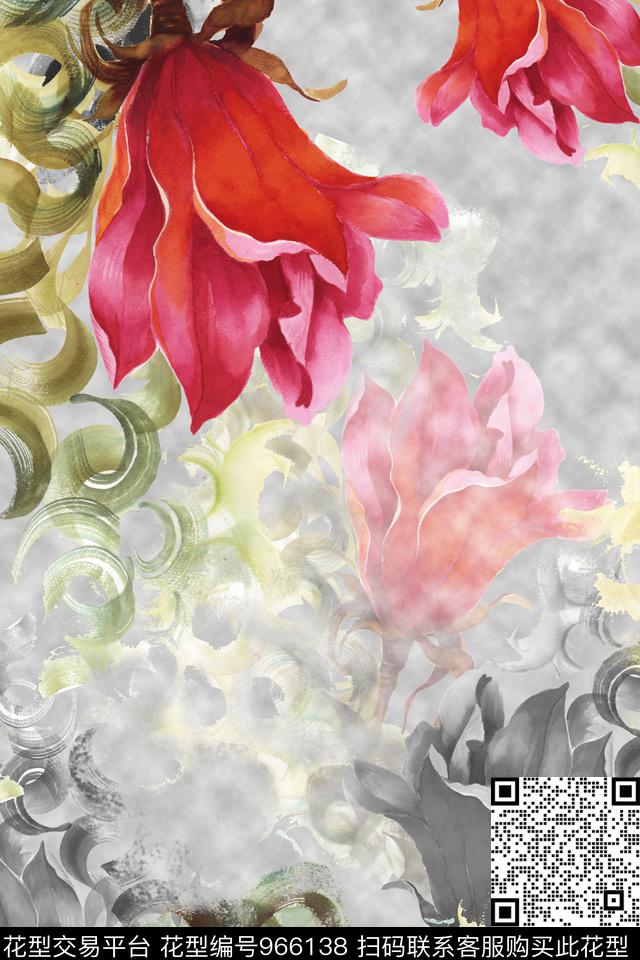 肌理抽象炫彩数码印花华亿平台下载（图片编号: 966138） - 瓦栏（Walan）