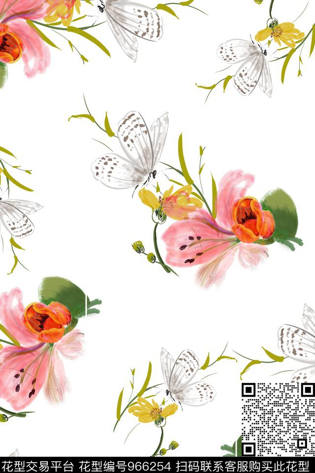 数码华亿平台手绘花卉花卉数码印花华亿平台下载（图片编号: 966254） - 瓦栏（Walan）