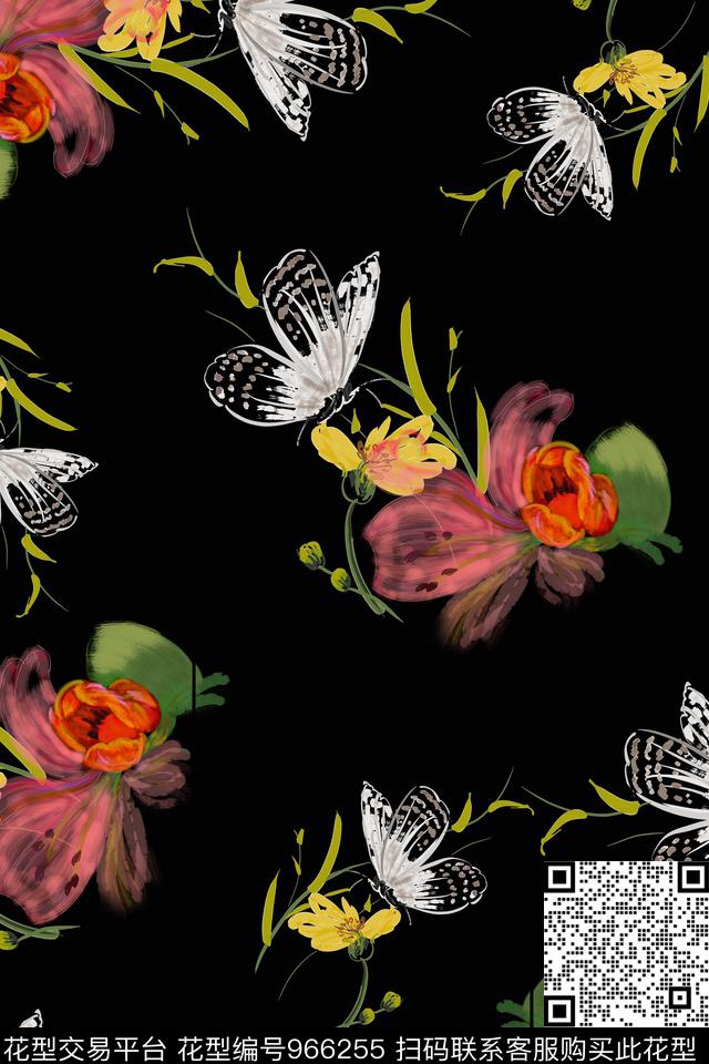 数码华亿平台手绘花卉花卉数码印花华亿平台下载（图片编号: 966255） - 瓦栏（Walan）