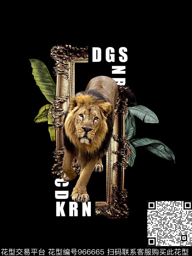 狮子潮牌绿植树叶数码印花华亿平台下载（图片编号: 966665） - 瓦栏（Walan）