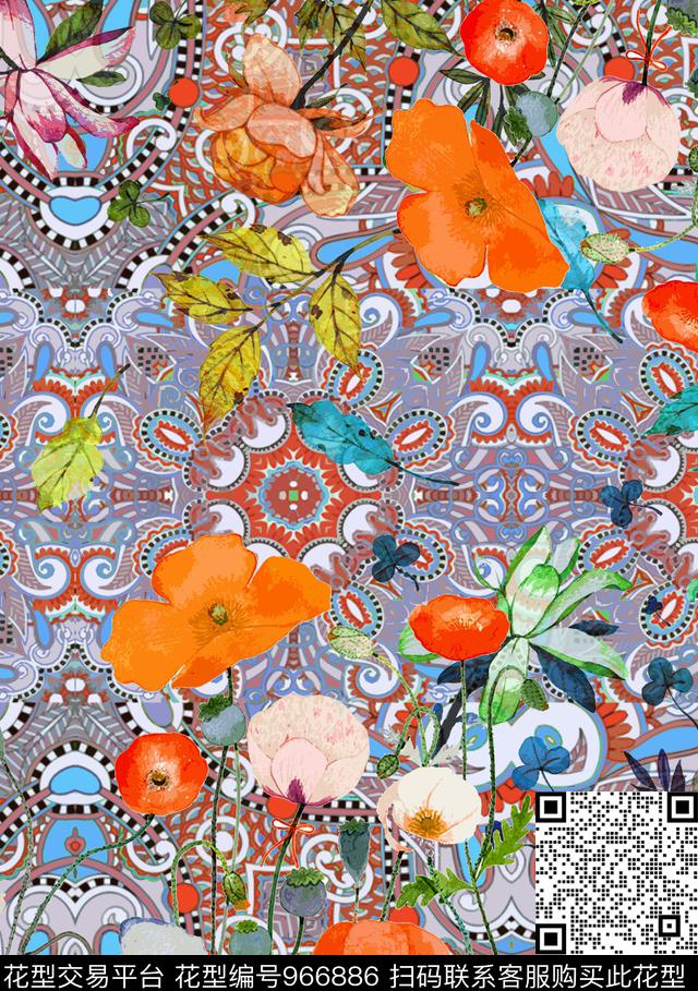 植物数码华亿平台花卉数码印花华亿平台下载（图片编号: 966886） - 瓦栏（Walan）