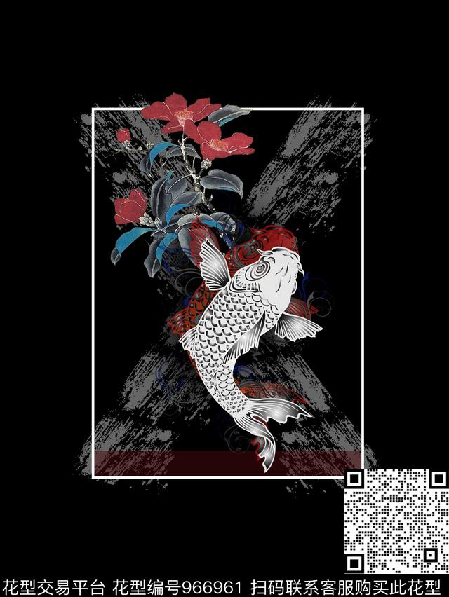 鱼底纹几何数码印花华亿平台下载（图片编号: 966961） - 瓦栏（Walan）