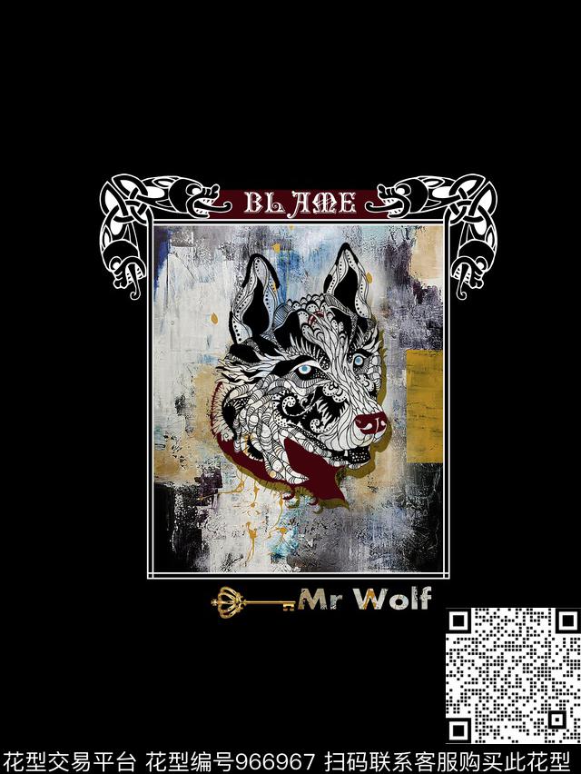 男T狼字母数码印花华亿平台下载（图片编号: 966967） - 瓦栏（Walan）