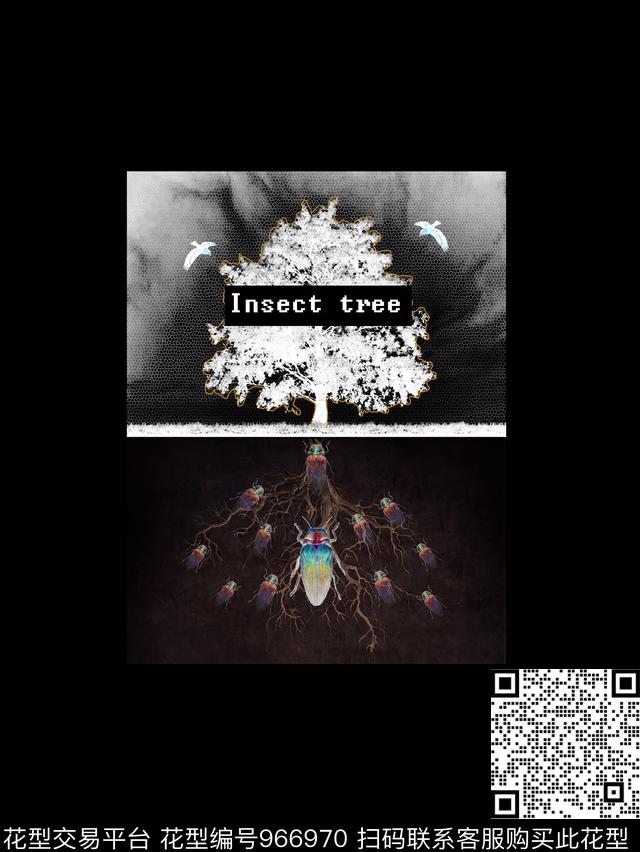 字母男T昆虫数码印花华亿平台下载（图片编号: 966970） - 瓦栏（Walan）