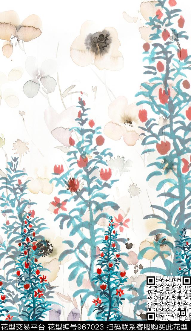 植物休闲花卉数码印花华亿平台下载（图片编号: 967023） - 瓦栏（Walan）