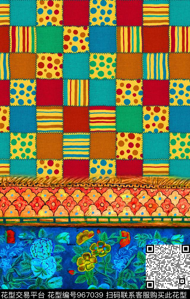 格子波西米亚数码华亿平台数码印花华亿平台下载（图片编号: 967039） - 瓦栏（Walan）