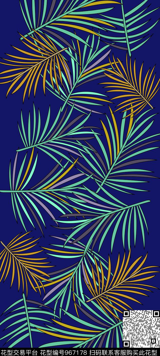 植物长巾绿植树叶传统印花华亿平台下载（图片编号: 967178） - 瓦栏（Walan）