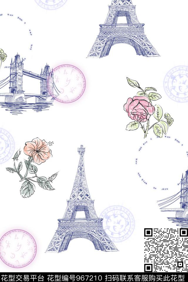 手绘花卉清爽底花卉简约数码印花华亿平台下载（图片编号: 967210） - 瓦栏（Walan）