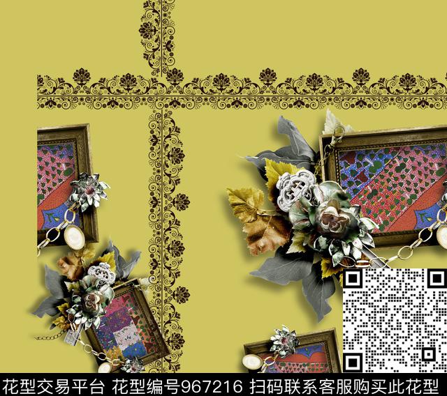 网布蕾丝配饰花卉数码印花华亿平台下载（图片编号: 967216） - 瓦栏（Walan）