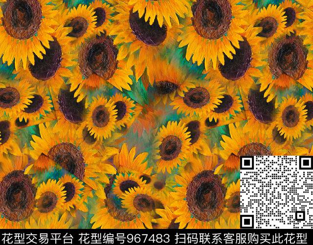 向日葵数码华亿平台定位花数码印花华亿平台下载（图片编号: 967483） - 瓦栏（Walan）