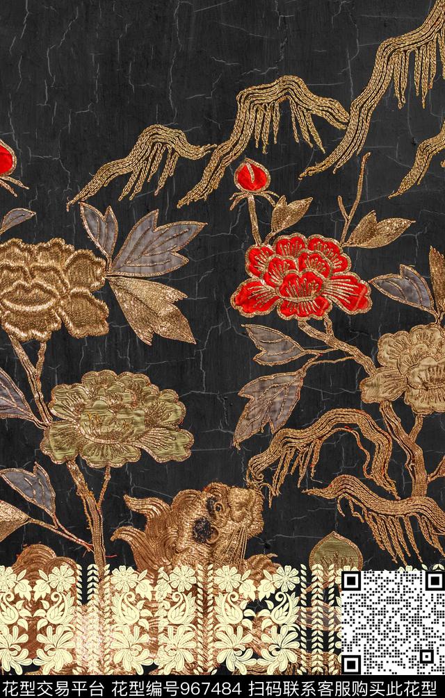 数码华亿平台定位花复古数码印花华亿平台下载（图片编号: 967484） - 瓦栏（Walan）