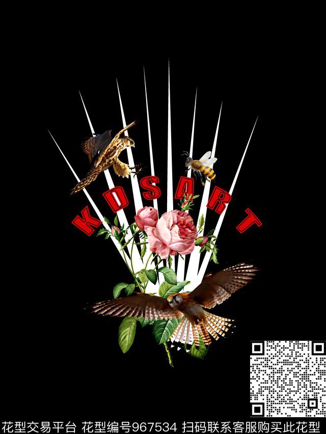 鸟花卉潮牌数码印花华亿平台下载（图片编号: 967534） - 瓦栏（Walan）