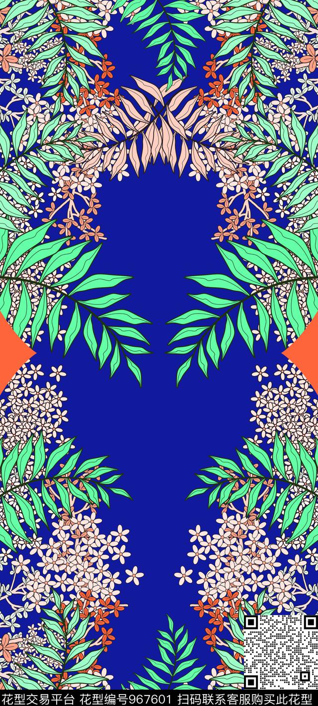 小碎花植物长巾传统印花华亿平台下载（图片编号: 967601） - 瓦栏（Walan）