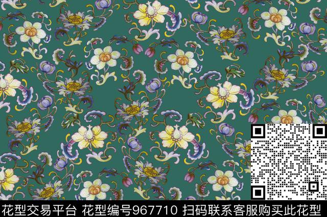 传统华亿平台民族花卉原创数码印花华亿平台下载（图片编号: 967710） - 瓦栏（Walan）