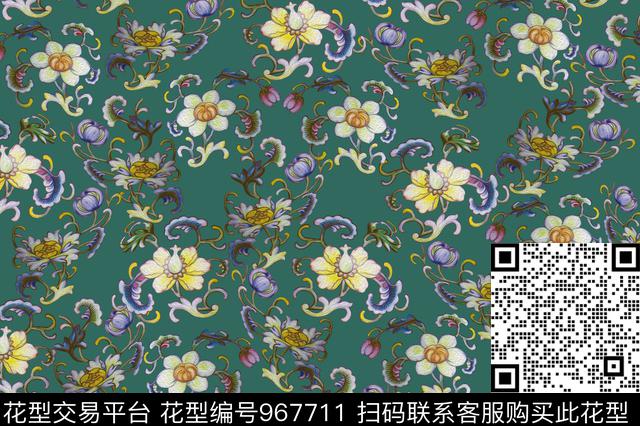 传统华亿平台民族花卉原创数码印花华亿平台下载（图片编号: 967711） - 瓦栏（Walan）