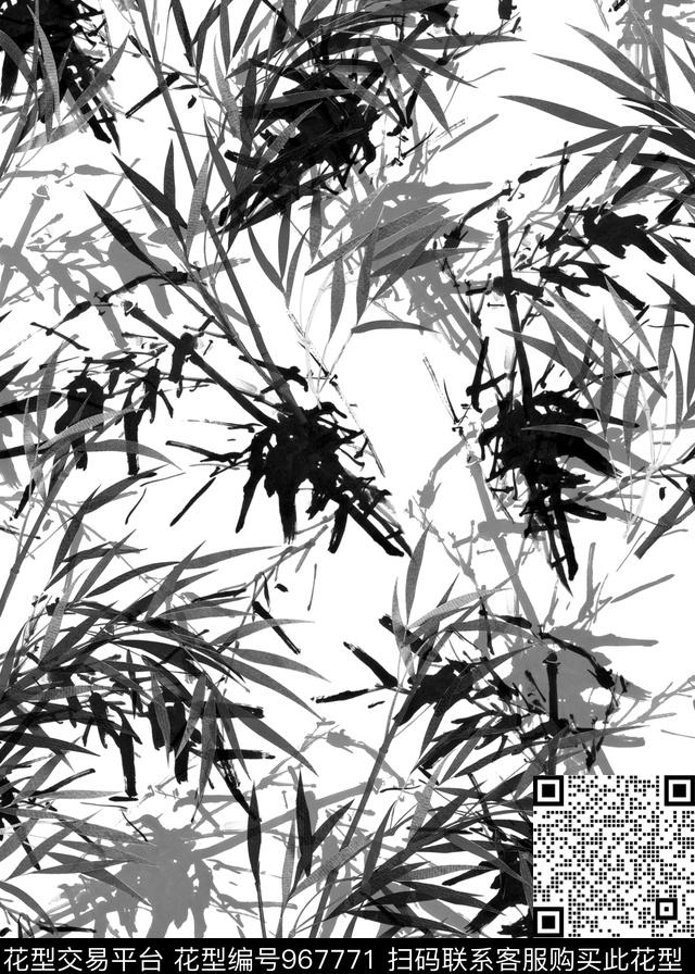 女装竹子中国风数码印花华亿平台下载（图片编号: 967771） - 瓦栏（Walan）