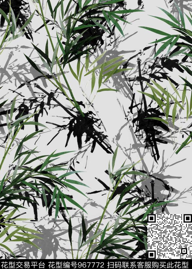 女装竹子中国风数码印花华亿平台下载（图片编号: 967772） - 瓦栏（Walan）