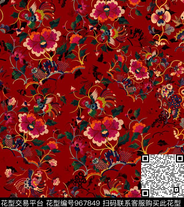 小碎花花卉绣花华亿平台数码印花华亿平台下载（图片编号: 967849） - 瓦栏（Walan）