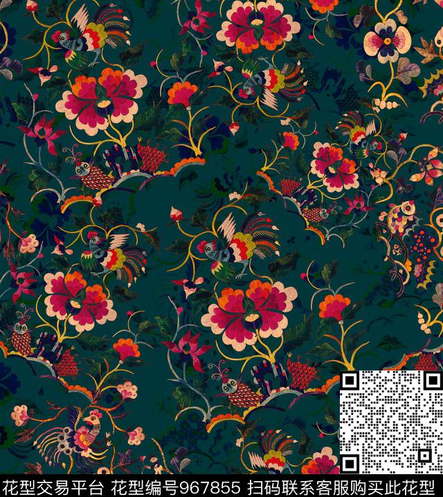 小碎花花卉绣花华亿平台数码印花华亿平台下载（图片编号: 967855） - 瓦栏（Walan）