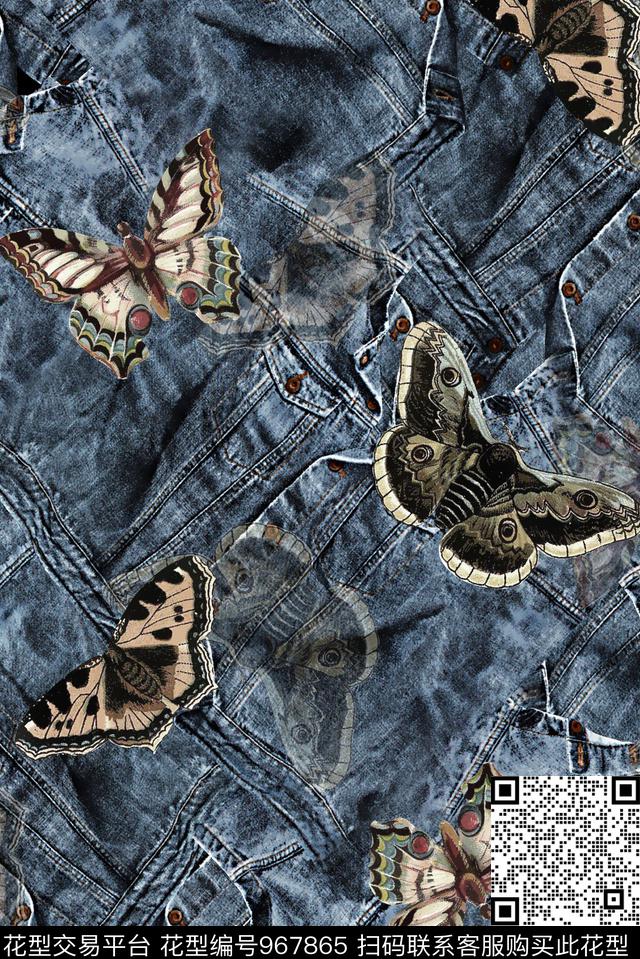 蝴蝶潮牌复古数码印花华亿平台下载（图片编号: 967865） - 瓦栏（Walan）