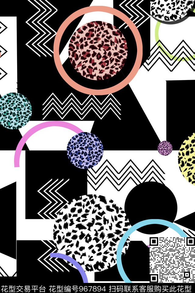 条纹豹纹几何波点数码印花华亿平台下载（图片编号: 967894） - 瓦栏（Walan）