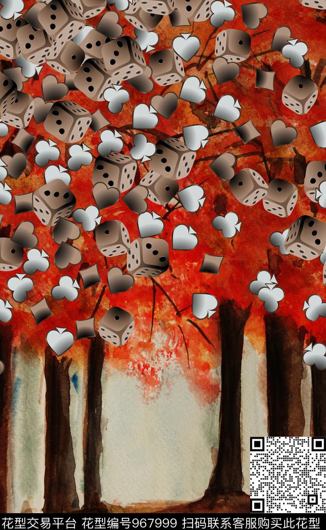 几何定位扑克油画华亿平台数码印花华亿平台下载（图片编号: 967999） - 瓦栏（Walan）