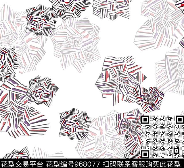 条纹矢量线条花卉传统印花华亿平台下载（图片编号: 968077） - 瓦栏（Walan）