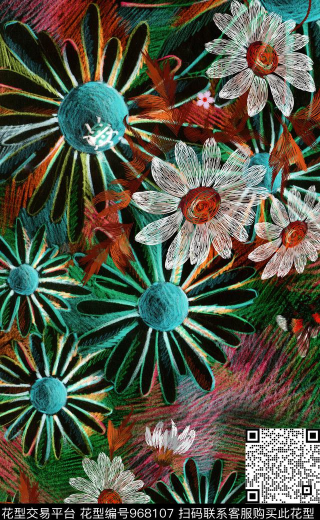 民族风定位花绣花华亿平台数码印花华亿平台下载（图片编号: 968107） - 瓦栏（Walan）