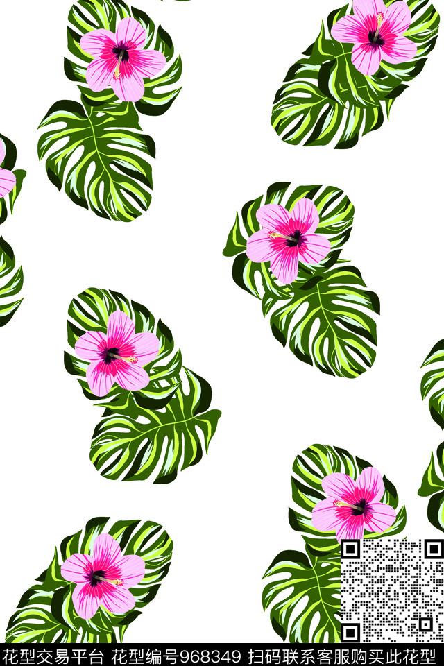小碎花手绘花卉热带华亿平台数码印花华亿平台下载（图片编号: 968349） - 瓦栏（Walan）