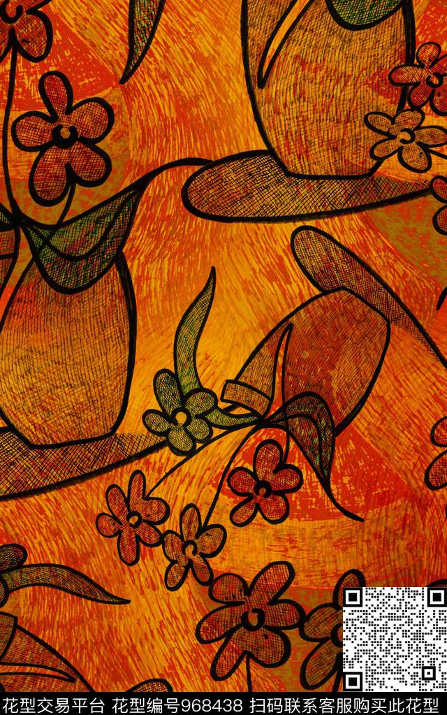 小碎花线条笔触数码印花华亿平台下载（图片编号: 968438） - 瓦栏（Walan）