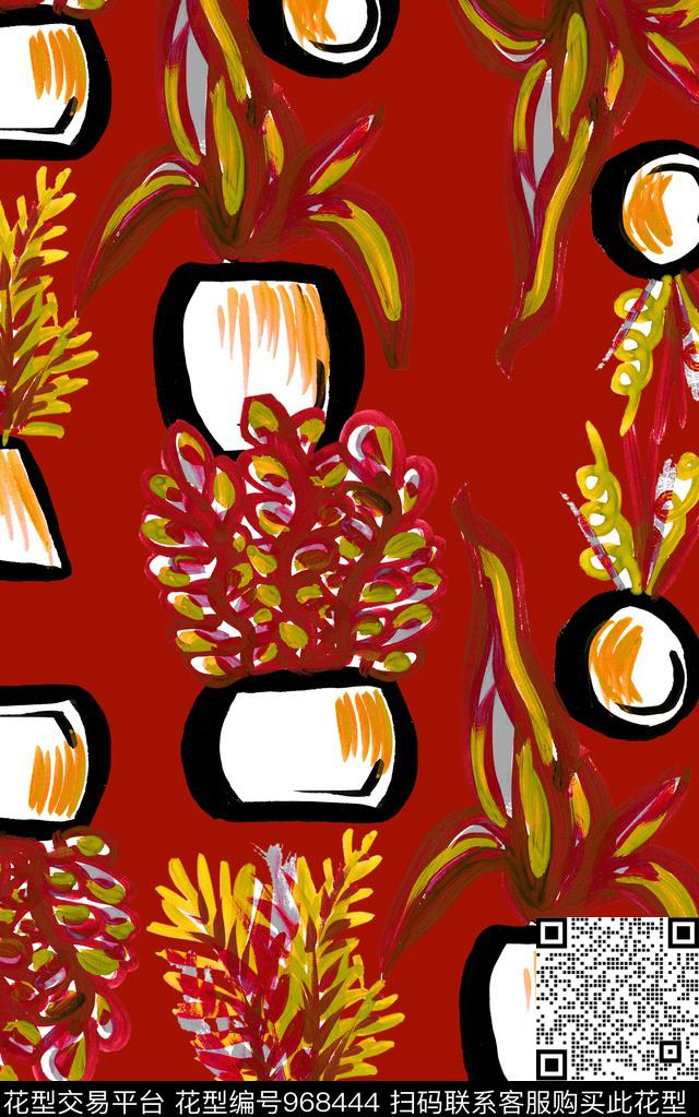 小碎花线条笔触数码印花华亿平台下载（图片编号: 968444） - 瓦栏（Walan）