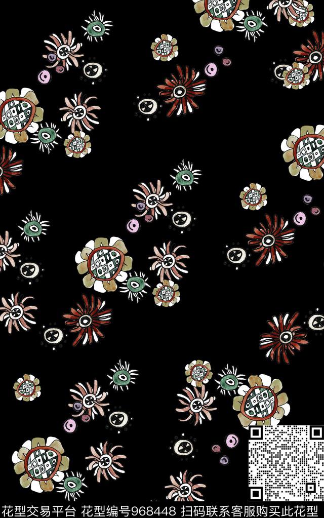 小碎花彩底花卉花卉数码印花华亿平台下载（图片编号: 968448） - 瓦栏（Walan）