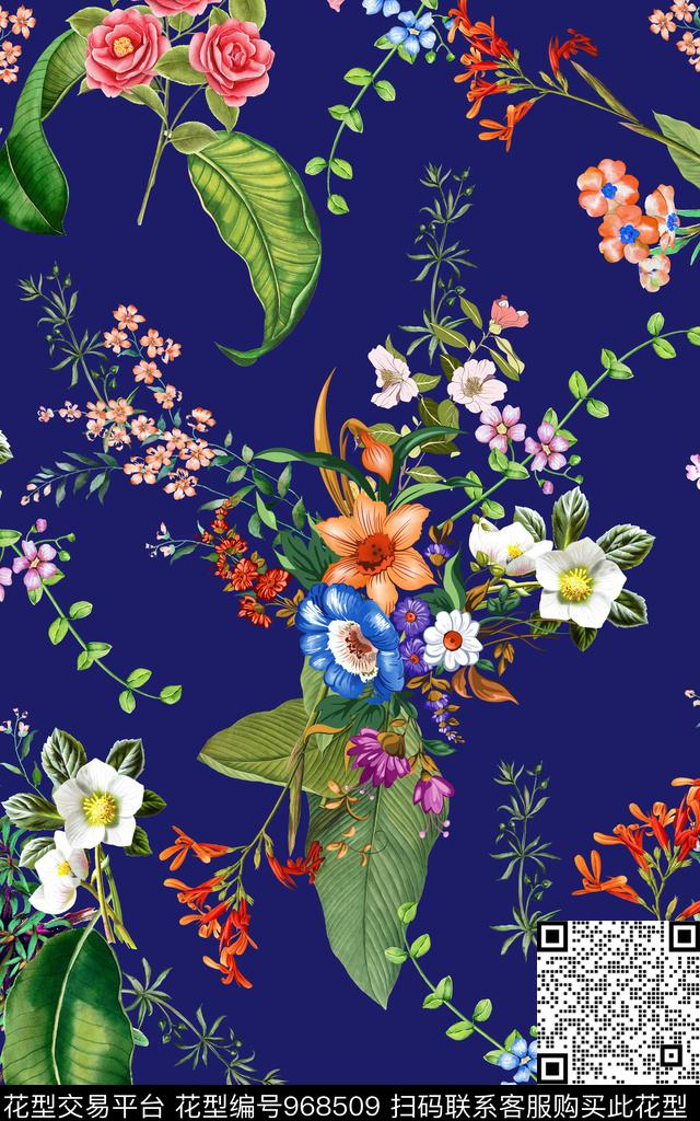 小碎花手绘花卉花卉数码印花华亿平台下载（图片编号: 968509） - 瓦栏（Walan）