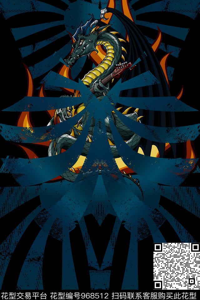 卡通男装定位花数码印花华亿平台下载（图片编号: 968512） - 瓦栏（Walan）