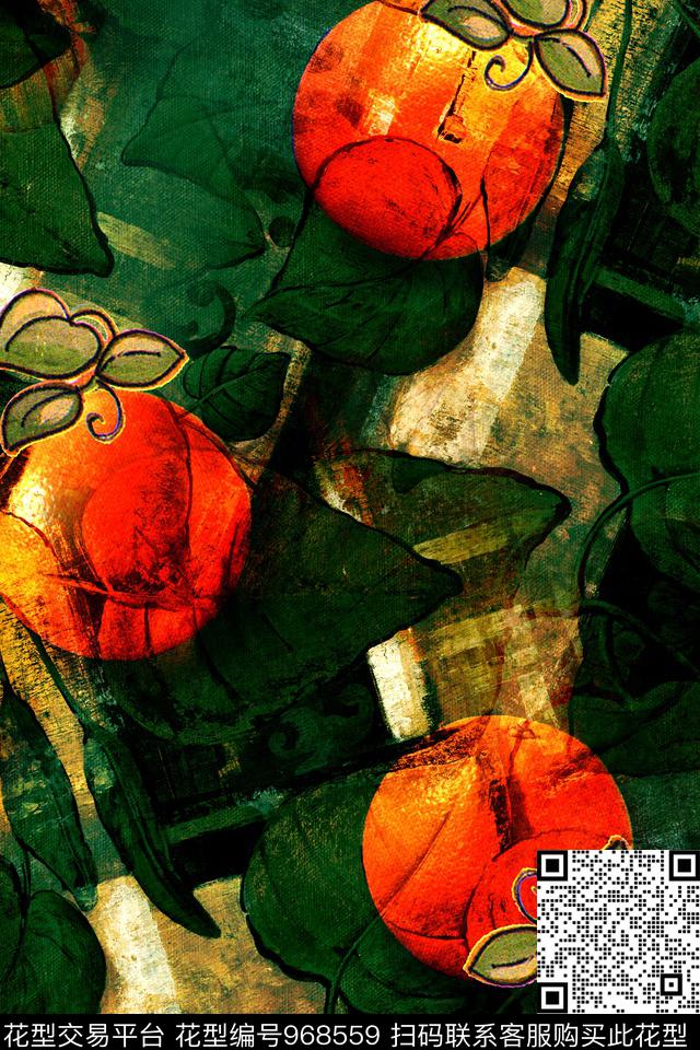 休闲几何水果数码印花华亿平台下载（图片编号: 968559） - 瓦栏（Walan）