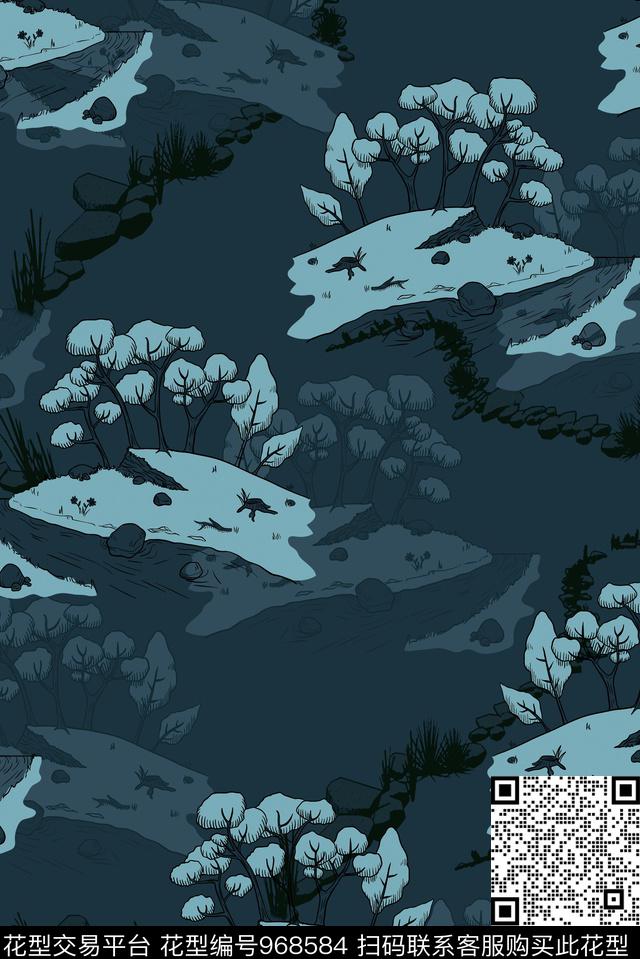 男装石头树林数码印花华亿平台下载（图片编号: 968584） - 瓦栏（Walan）