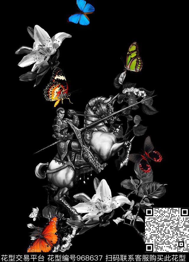 蝴蝶DOLCEGABBANA马数码印花华亿平台下载（图片编号: 968637） - 瓦栏（Walan）