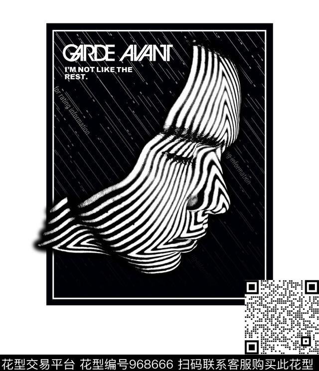 人物男装抽象数码印花华亿平台下载（图片编号: 968666） - 瓦栏（Walan）