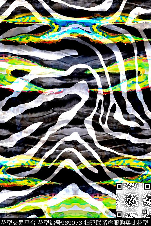 斑马纹热带华亿平台彩色纹理数码印花华亿平台下载（图片编号: 969073） - 瓦栏（Walan）