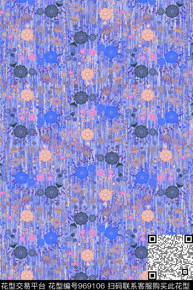 数码华亿平台肌理手绘花卉数码印花华亿平台下载（图片编号: 969106） - 瓦栏（Walan）