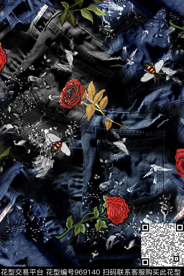 VALENTINO男装玫瑰花数码印花华亿平台下载（图片编号: 969140） - 瓦栏（Walan）